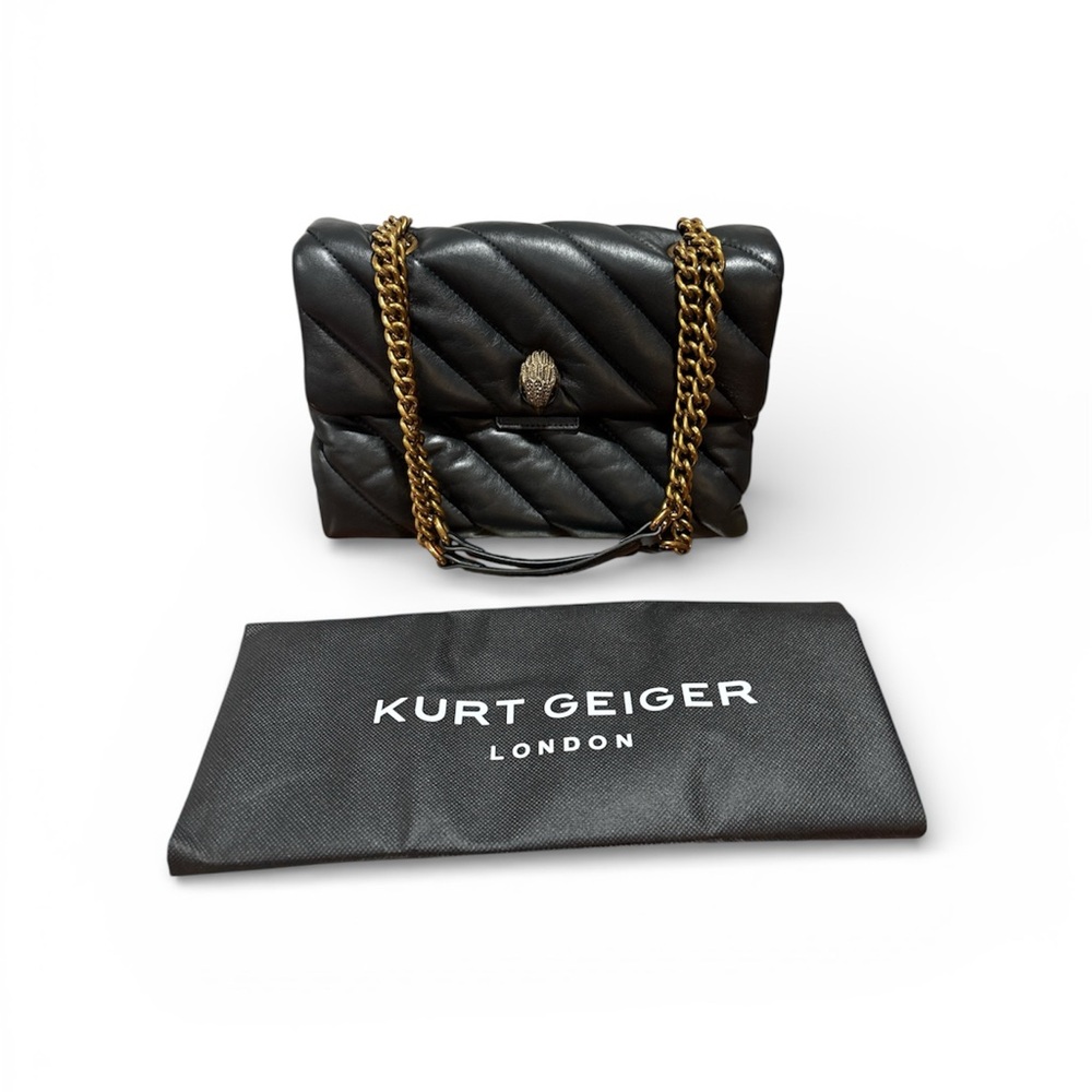 Kurt Geiger London Large SoHo Black Leather Convertible Bag (Authentic)